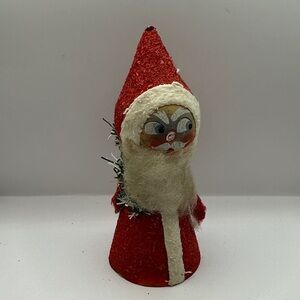 Vintage hand painted paper mache Santa figure